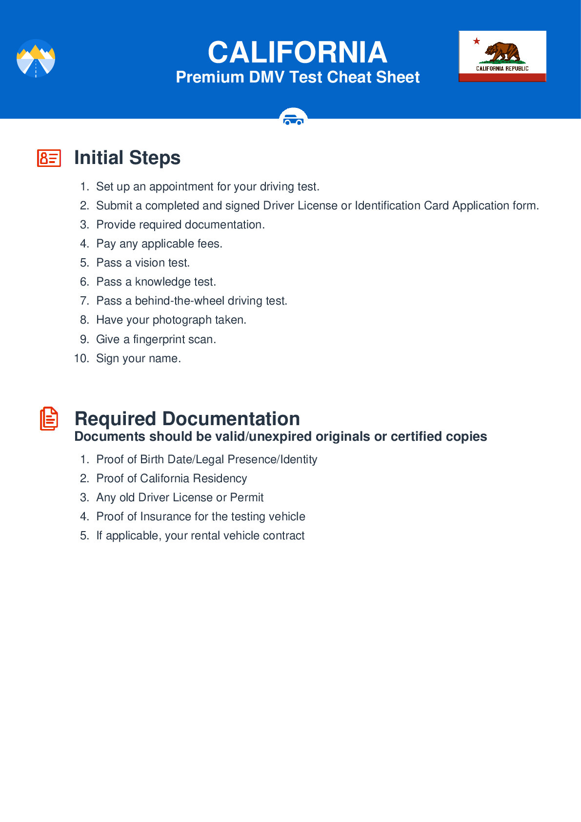DMV Cheat Sheets 1