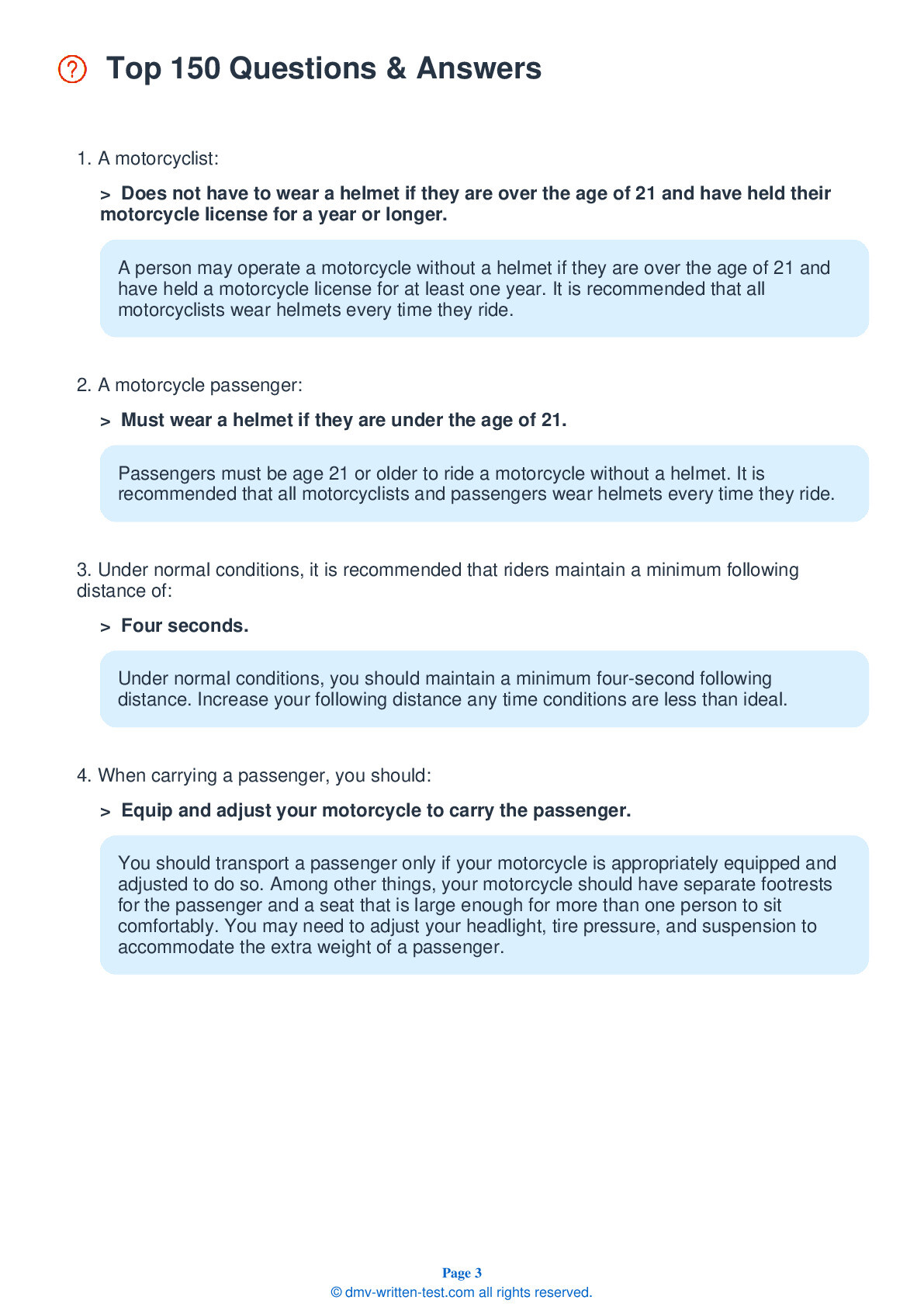 DMV Cheat Sheets 3