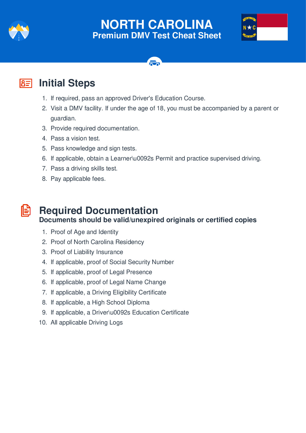DMV Cheat Sheets 1
