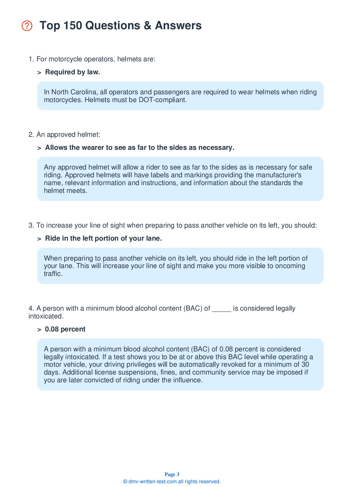DMV Cheat Sheets 3
