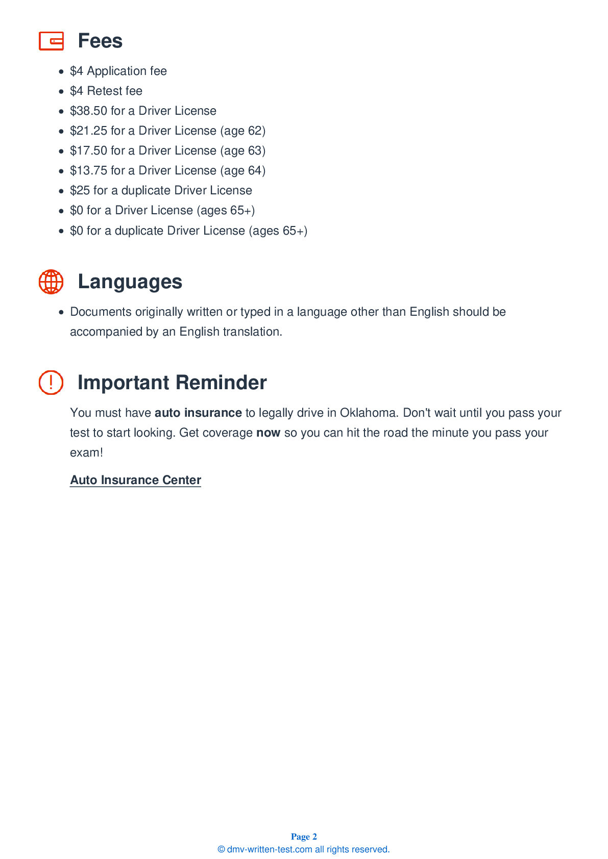 DMV Cheat Sheets 2