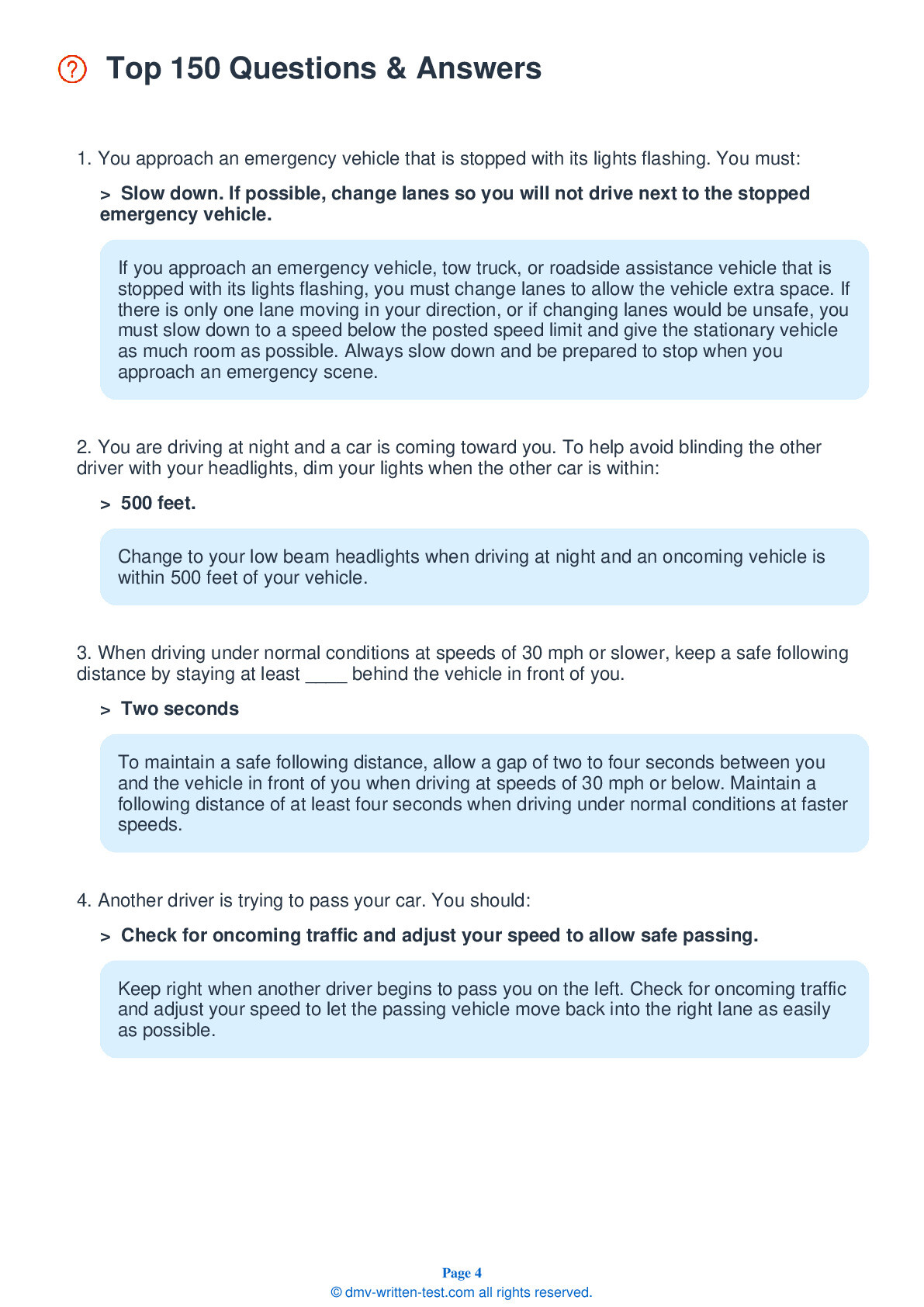 DMV Cheat Sheets 3