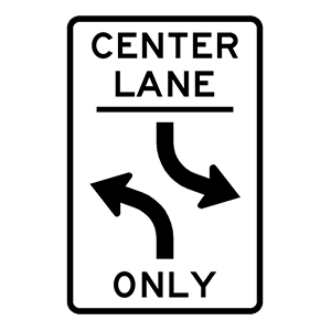 From the center lane, which maneuver(s) can you perform?